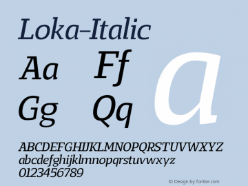 ☞Loka Italic Version 001.001 ;com.myfonts.easy.lochtypography.loka.italic.wfkit2.version.53vq图片样张