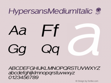 ☞HypersansMediumItalic Version 1.000 2018 initial release; ttfautohint (v1.5);com.myfonts.easy.aah-yes.hypersans.medium-italic.wfkit2.version.549Z图片样张