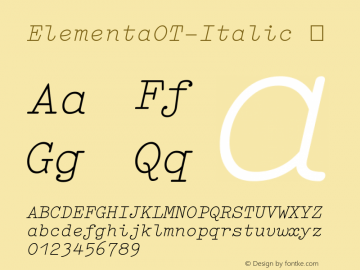 ☞ElementaOT-Italic Version 7.504; 2007; Build 1002;com.myfonts.easy.fontfont.elementa-pro.std-regular-italic.wfkit2.version.58uD图片样张