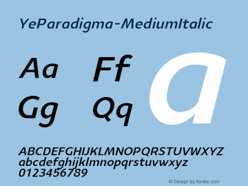 ☞Ye Paradigma Medium Italic Version 1.000;com.myfonts.easy.yinon-ezra.ye-paradigma.medium-italic.wfkit2.version.5d7E图片样张
