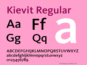 Kievit Regular Version 001.000 Font Sample