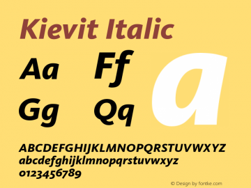 Kievit Italic Version 001.000 Font Sample