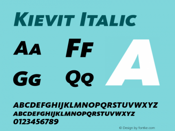 Kievit Italic Version 001.000 Font Sample