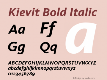 Kievit Bold Italic Version 001.000 Font Sample