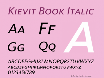 Kievit Book Italic Version 001.000 Font Sample