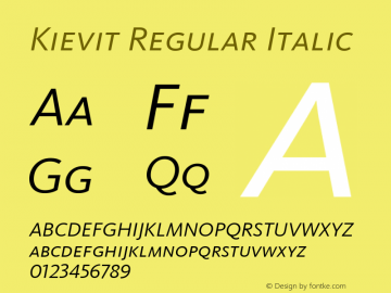 Kievit Regular Italic Version 001.000 Font Sample