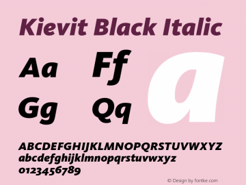 Kievit Black Italic Version 001.000 Font Sample