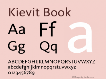 Kievit Book Version 001.000 Font Sample