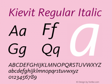 Kievit Regular Italic Version 001.000 Font Sample
