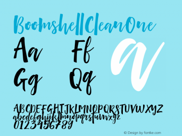 ☞Boomshell Clean One Version 1.000; ttfautohint (v1.5);com.myfonts.easy.dhanstudio.boomshell-brush.clean-one.wfkit2.version.5g2E图片样张