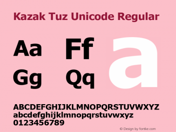 Kazak Tuz Unicode Regular Version 1.00 July 3, 2005图片样张