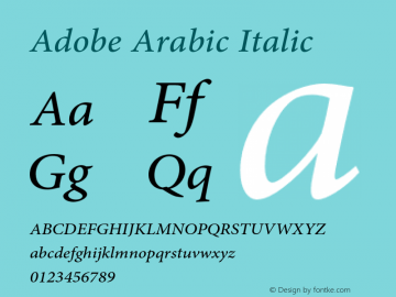 Adobe Arabic Italic Version 1.12 build 001 Font Sample