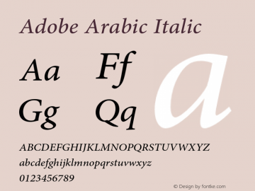 Adobe Arabic Italic Version 1.169 Font Sample