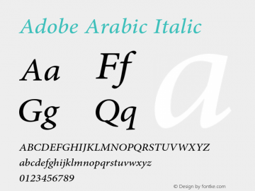 Adobe Arabic Italic Version 2.006 Font Sample