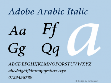 Adobe Arabic Italic Version 2.007 Font Sample