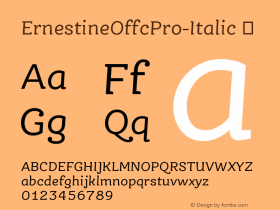 ☞Ernestine Offc Pro Italic Version 7.504; 2011; Build 1023; ttfautohint (v1.5);com.myfonts.easy.fontfont.ernestine.offc-pro-regular-italic.wfkit2.version.3YUX图片样张