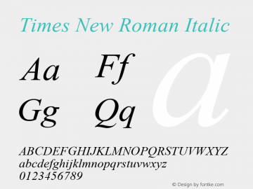Times New Roman Italic Unknown Font Sample