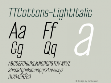 ☞TT Cottons Light Italic Version 1.000;com.myfonts.easy.type-type.tt-cottons.light-italic.wfkit2.version.59CN图片样张