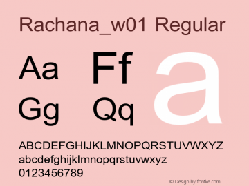 Rachana_w01 Regular Version 0.001 2005 Font Sample