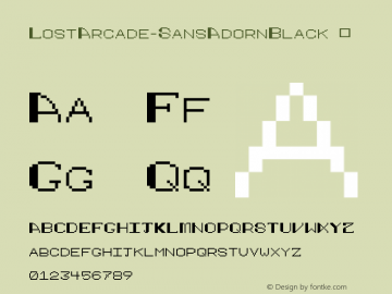 ☞Lost Arcade Sans Adorn Black Version 1.000;hotconv 1.0.109;makeotfexe 2.5.65596 DEVELOPMENT;com.myfonts.easy.chris-rogers-fonts-and-symbols.lost-arcade.sans-adorn-black.wfkit2.version.5jAR图片样张
