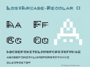 ☞Lost Arcade Regular Version 1.000;hotconv 1.0.109;makeotfexe 2.5.65596 DEVELOPMENT; ttfautohint (v1.5);com.myfonts.easy.chris-rogers-fonts-and-symbols.lost-arcade.regular.wfkit2.version.5jAN图片样张