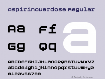 AspirinOverdose Regular Macromedia Fontographer 4.1.4 10/27/99 Font Sample