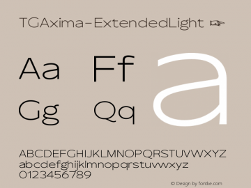 ☞TG Axima Extended Light Version 1.000;hotconv 1.0.109;makeotfexe 2.5.65596; ttfautohint (v1.5);com.myfonts.easy.tegami-type.tg-axima.extended-light.wfkit2.version.5oVy图片样张