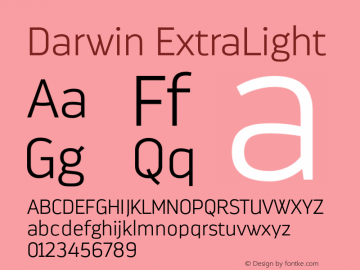 Darwin ExtraLight Version 1.000 Font Sample