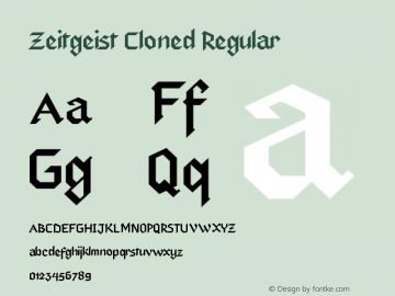 Zeitgeist Cloned Regular Version 1.0 Font Sample