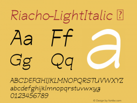 ☞Riacho Light Italic Version 1.30;January 30, 2020;FontCreator 12.0.0.2552 64-bit; ttfautohint (v1.5);com.myfonts.easy.sullivan-studio.riacho.light-italic.wfkit2.version.5s4q图片样张