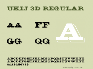 UKIJ 3D Regular Version 1.00 ( October 17, 2004 ) Font Sample