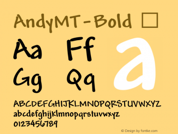 ☞Andy MT Bold Version 2.0 - June 11, 1996;com.myfonts.easy.mti.andy.mt-bold.wfkit2.version.sdF图片样张