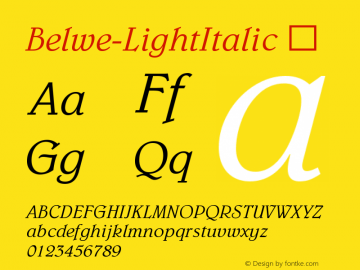 ☞Belwe Light Italic Version 1.00; ttfautohint (v1.5);com.myfonts.easy.itc.belwe.italic.wfkit2.version.3Lq5图片样张