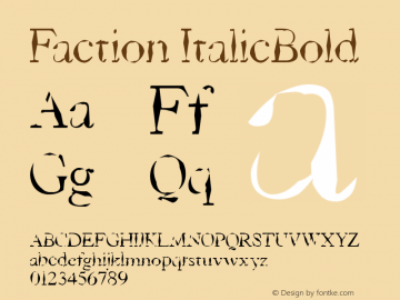 Faction ItalicBold Version 001.000 Font Sample