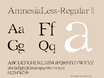 ☞Amnesia Less Version 1.10; ttfautohint (v1.5);com.myfonts.easy.brassfonts.amnesia.less.wfkit2.version.2EuF图片样张