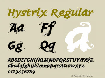 Hystrix Regular Version 1.000;PS 001.000;hotconv 1.0.38 Font Sample