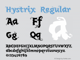 Hystrix Regular Version 1.000;PS 001.000;hotconv 1.0.38 Font Sample