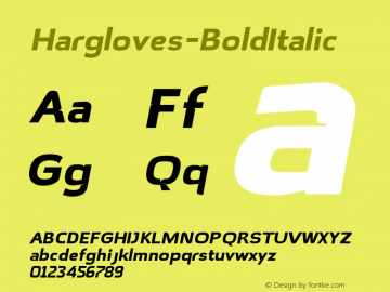 ☞Hargloves-BoldItalic Version 1.005;com.myfonts.easy.heypentype.hargloves.bold-italic.wfkit2.version.5u6P图片样张