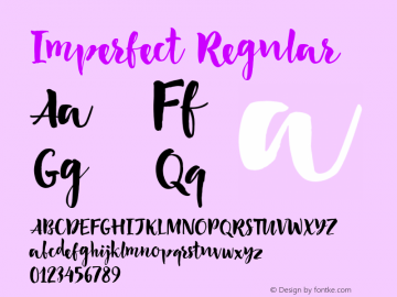 Imperfect Regular Version 1.00 May 18, 2015, initial release Font Sample