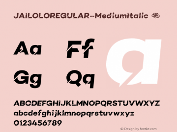 ☞JAILOLOREGULAR-MediumItalic Version 1.00 June 15, 2018, initial release;com.myfonts.easy.dmrailabstd.jailolo.medium-italic.wfkit2.version.5wJY图片样张