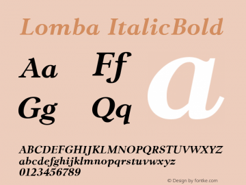 Lomba ItalicBold Version 2.00 Font Sample