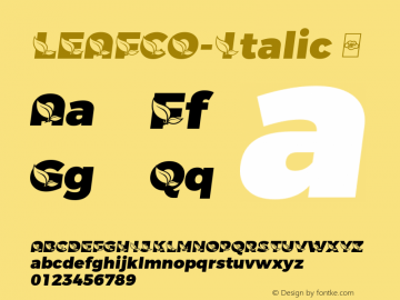 ☞LEAFCO-Italic Version 1.1  May 26, 2016;com.myfonts.easy.dmrailabstd.leafco.regular-italic.wfkit2.version.5xgd图片样张