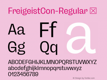 ☞Freigeist Con Regular Version 1.000;hotconv 1.0.109;makeotfexe 2.5.65596;com.myfonts.easy.rene-bieder.freigeist.con-regular.wfkit2.version.5xwo图片样张