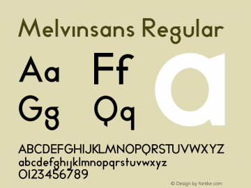 Melvinsans Regular Version 1.000;PS 001.000;hotconv 1.0.38图片样张