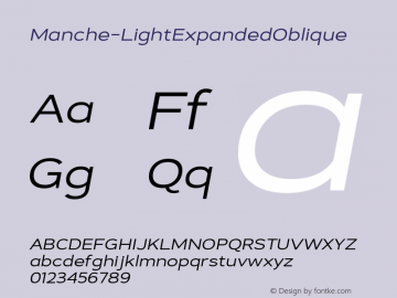 ☞Manche Light Expanded Oblique Version 1.000;hotconv 1.0.109;makeotfexe 2.5.65596;com.myfonts.easy.namela.manche.light-expanded-oblique.wfkit2.version.5A3E图片样张