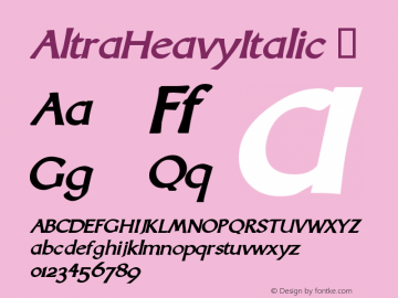 ☞Altra HeavyItalic Macromedia Fontographer 4.1.5 10/4/00; ttfautohint (v1.5);com.myfonts.easy.bergsland.altra.heavy-italic.wfkit2.version.dN1图片样张