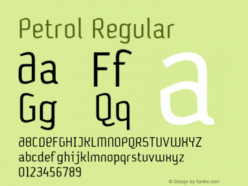 Petrol Regular Version 1.000;PS 001.000;hotconv 1.0.38 Font Sample