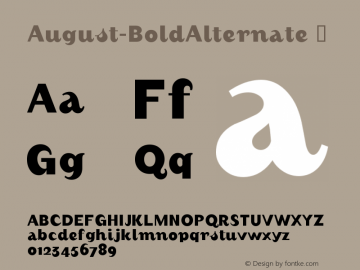 ☞August-BoldAlternate 001.000; ttfautohint (v1.5);com.myfonts.easy.fw-alias.august.bold-alt.wfkit2.version.36qr图片样张