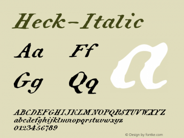 ☞Heck-Italic 1.000; ttfautohint (v1.5);com.myfonts.easy.ephemera.heck-italic.italic.wfkit2.version.3o5H图片样张