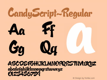 ☞Candy Script Regular Version 3.000;hotconv 1.0.109;makeotfexe 2.5.65596;com.myfonts.easy.sudtipos.candy-script.candy-script.wfkit2.version.5toZ图片样张